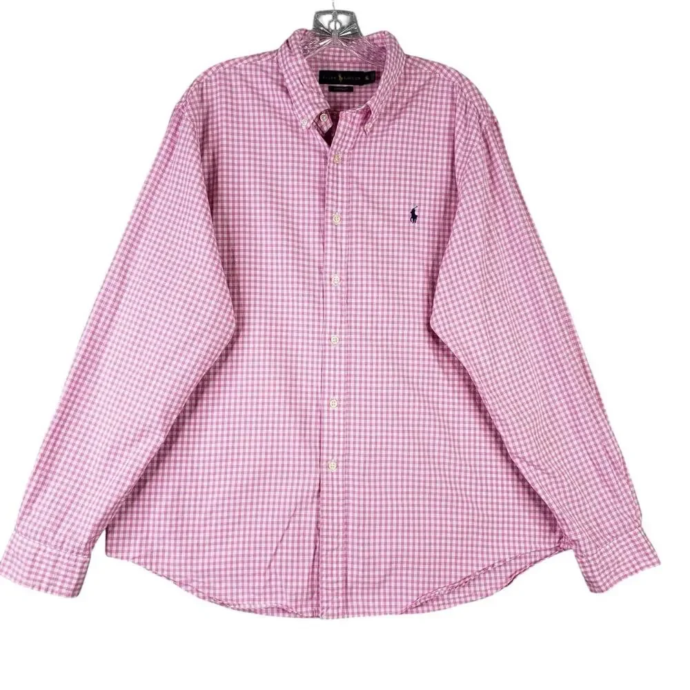 Polo Ralph Lauren Shirt Men’s Size XL Pink Gingham Plaid LS Button Down